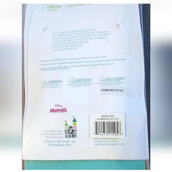 DISNEY Minnie Mouse My First Christmas Cap and Socks NIB Baby Girl Disney 0-6 Mo - Picture 7 of 8